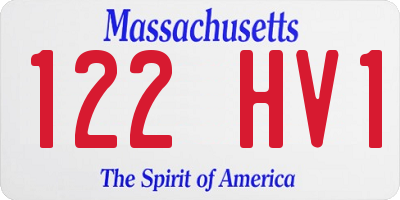 MA license plate 122HV1