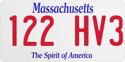 MA license plate 122HV3