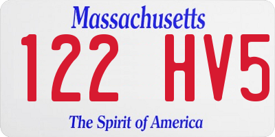 MA license plate 122HV5