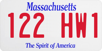 MA license plate 122HW1