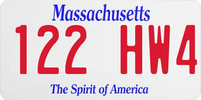 MA license plate 122HW4