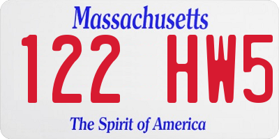 MA license plate 122HW5