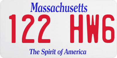 MA license plate 122HW6