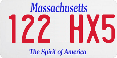 MA license plate 122HX5