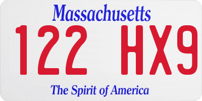 MA license plate 122HX9