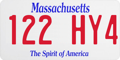 MA license plate 122HY4