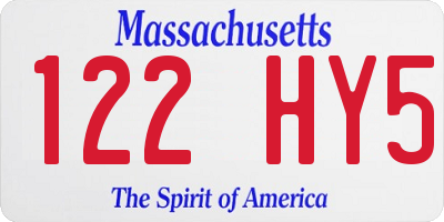 MA license plate 122HY5