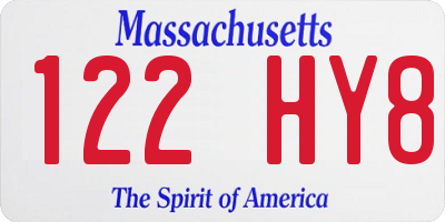 MA license plate 122HY8