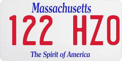 MA license plate 122HZ0