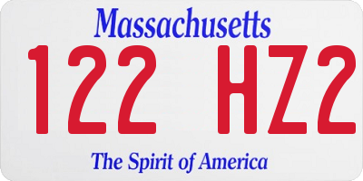 MA license plate 122HZ2