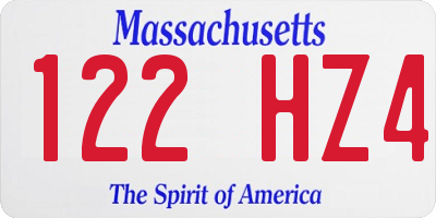 MA license plate 122HZ4