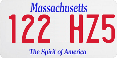 MA license plate 122HZ5