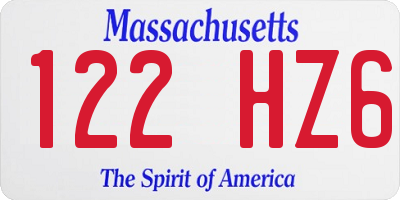 MA license plate 122HZ6