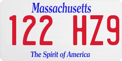MA license plate 122HZ9