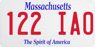 MA license plate 122IA0