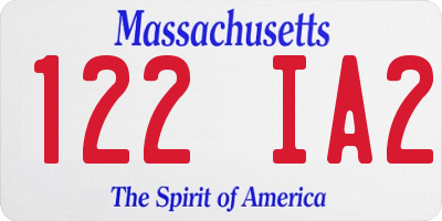 MA license plate 122IA2