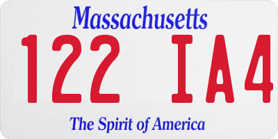 MA license plate 122IA4