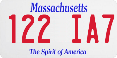 MA license plate 122IA7