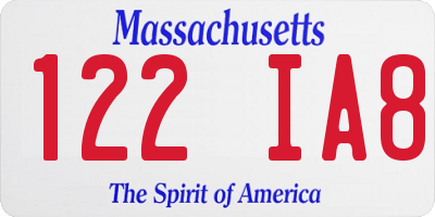 MA license plate 122IA8