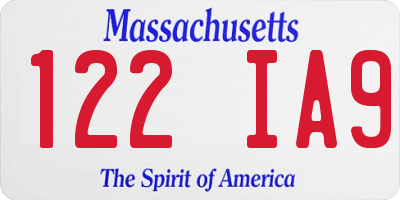 MA license plate 122IA9