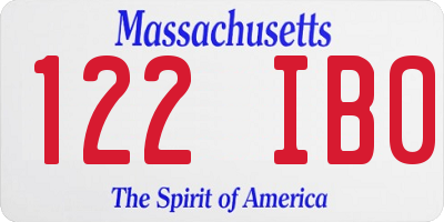 MA license plate 122IB0