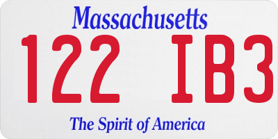 MA license plate 122IB3