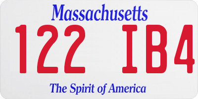MA license plate 122IB4