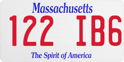 MA license plate 122IB6
