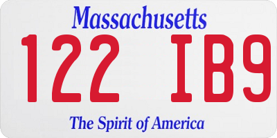 MA license plate 122IB9