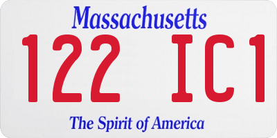 MA license plate 122IC1