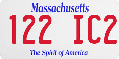 MA license plate 122IC2