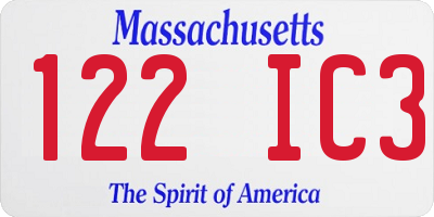 MA license plate 122IC3