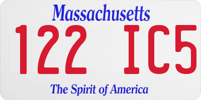 MA license plate 122IC5