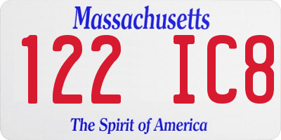 MA license plate 122IC8