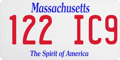 MA license plate 122IC9