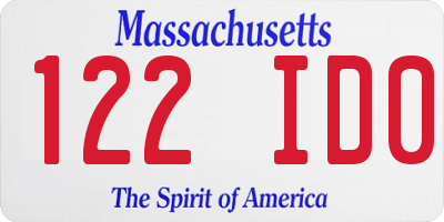 MA license plate 122ID0