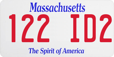 MA license plate 122ID2