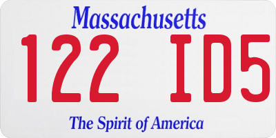 MA license plate 122ID5