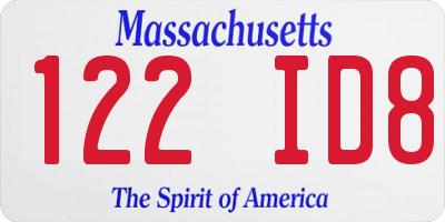 MA license plate 122ID8