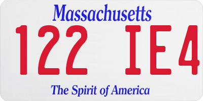 MA license plate 122IE4
