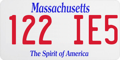 MA license plate 122IE5