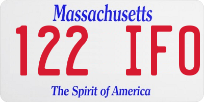 MA license plate 122IF0