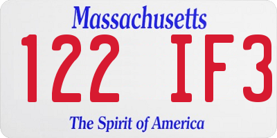 MA license plate 122IF3