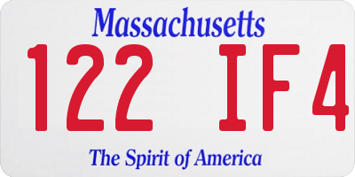 MA license plate 122IF4