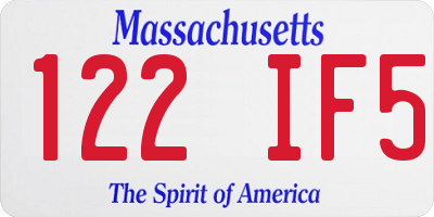MA license plate 122IF5