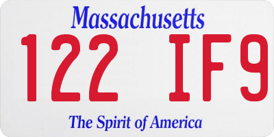 MA license plate 122IF9