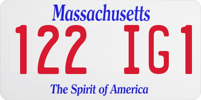 MA license plate 122IG1