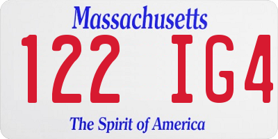 MA license plate 122IG4