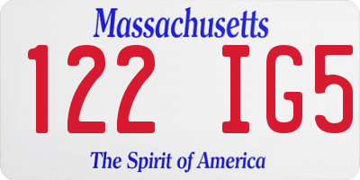 MA license plate 122IG5