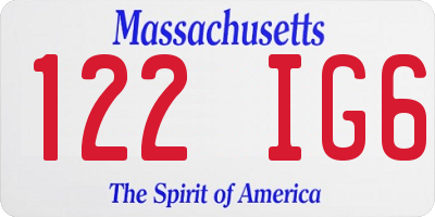 MA license plate 122IG6